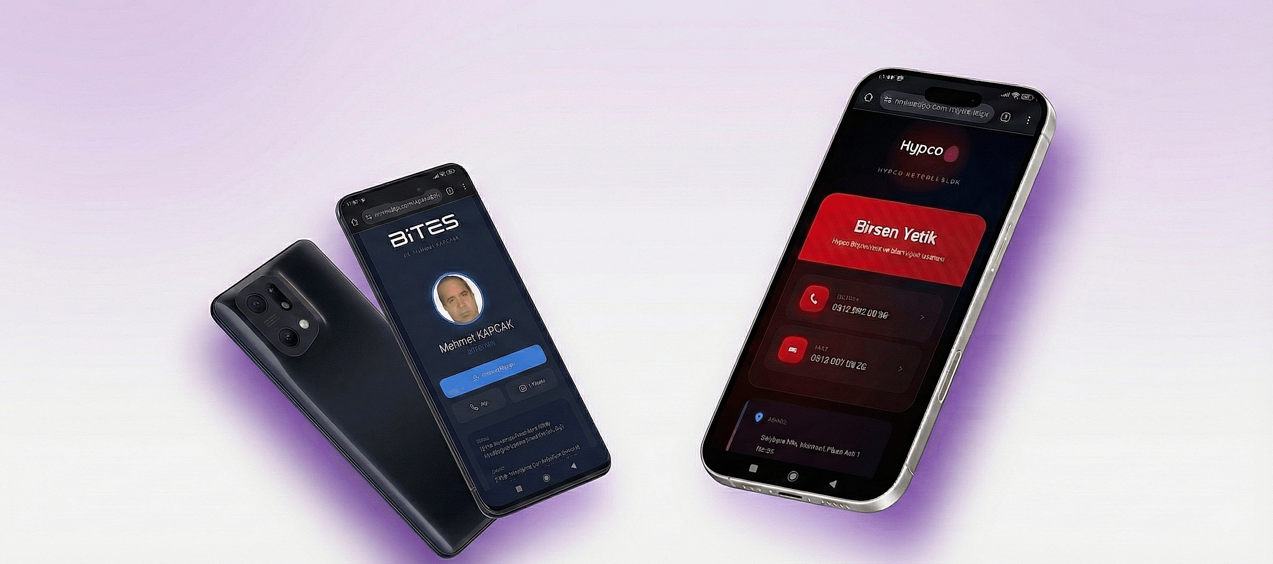 Size özel dijital kartvizit iç tasarım ekranları